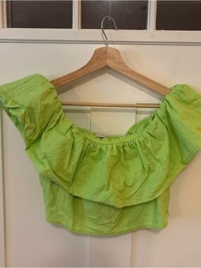 a new day BRAT Green Off-Shoulder Crop Top